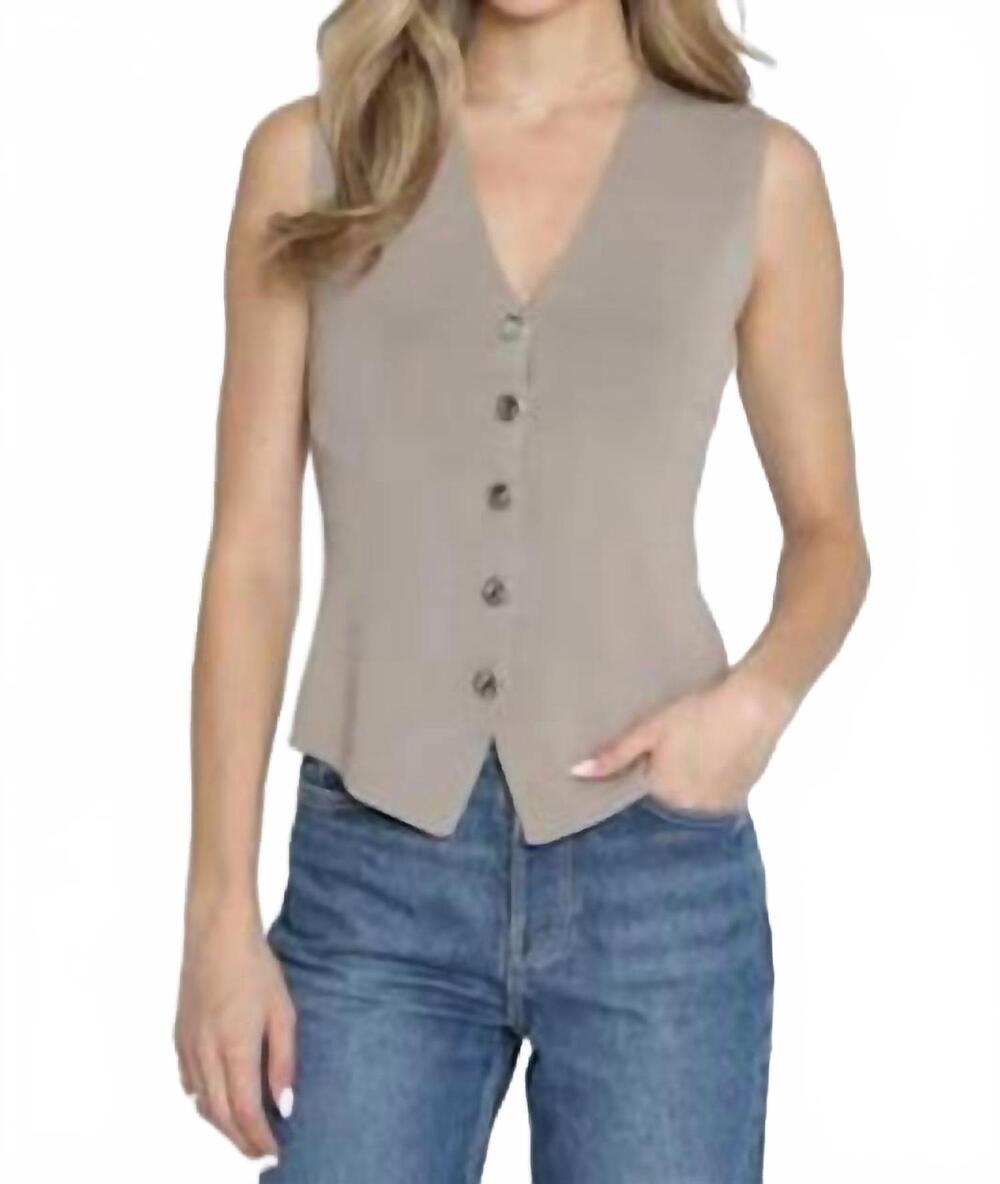 NEW DREW juno button front vest in taupe